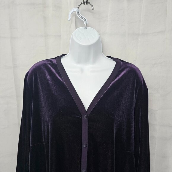 Vintage Venezia Purple Velour Cardigan Goth Dark Academia 14/16 - Picture 2 of 11